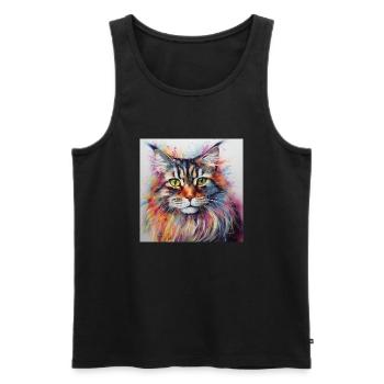 Colourful Maine Coon Cat - Men's Premium Organic Tank Top - black - Front - Michal (187cm)