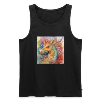 Modern & Colourful Dragon Wall Art by Bodhi - Men's Premium Organic Tank Top - black - Front - AI Model Male 178 light (178cm)
