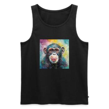 Modern & Colourful Chimpanzee Wall Art by Bodhi - Men's Premium Organic Tank Top - black - Front - AI Model Male 178 light (178cm)