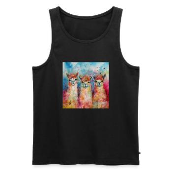 Modern & Colourful Alpaca Wall Art by Bodhi - Men's Premium Organic Tank Top - black - Front - AI Model Male 178 light (178cm)