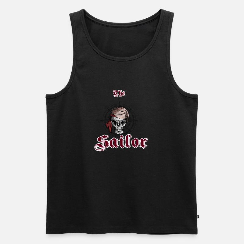 Sailor Skull - Männer Premium Bio Tank Top - Schwarz