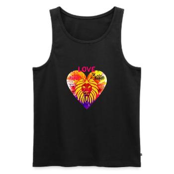 Herz mit Löwe - Männer Premium Bio Tank Top - Schwarz - Vorne - Michal (187cm)