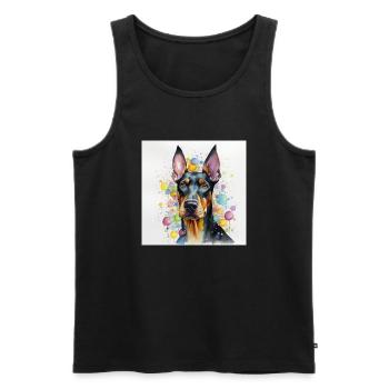 Modern Colorful Dobermann Dog Art by Bodhi - Men's Premium Organic Tank Top - black - Front - Michal (187cm)