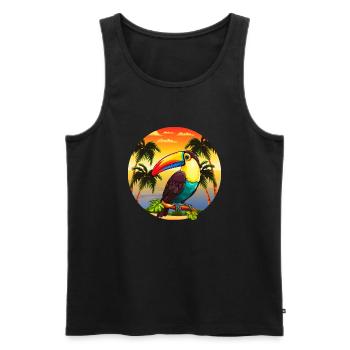 Tropical bird palms - Men's Premium Organic Tank Top - black - Front - AI Model Male 178 light (178cm)