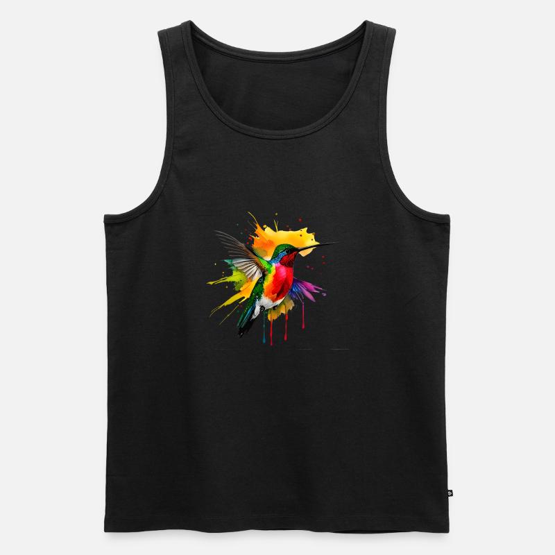 Farbenfroher Kolibri - Männer Premium Bio Tank Top - Schwarz