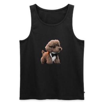 Caniche Dog Propriétaire Caniche Chiot Chiot Chien Amour Chien Amour Chien Amour - Débardeur bio Premium Homme - noir - Devant - AI Model Male 178 light (178cm)