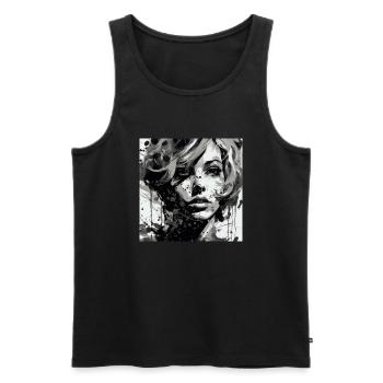 Woman in Black and white - Splatter art - Men's Premium Organic Tank Top - black - Front - AI Model Male 178 light (178cm)