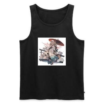 Japanese cat girl, geisha style - Men's Premium Organic Tank Top - black - Front - AI Model Male 178 light (178cm)