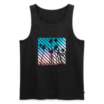California sunset palm Trees - Débardeur bio Premium Homme - noir - Devant - AI Model Male 178 light (178cm)