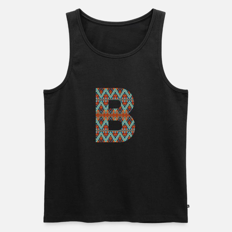 Buchstabe B- Boho-Design, buntes Monogramm - Männer Premium Bio Tank Top - Schwarz