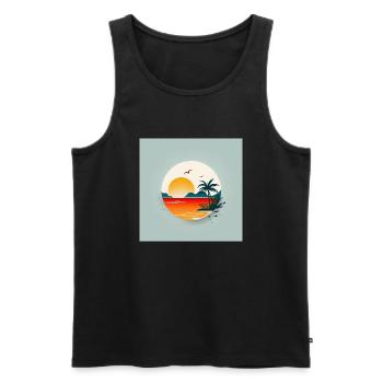 Minimalist Summer - Men's Premium Organic Tank Top - black - Front - Michal (187cm)