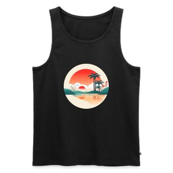 Minimalist Summer - Men's Premium Organic Tank Top - black - Front - Michal (187cm)