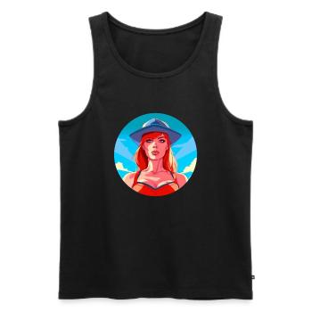 Sun Women - Men's Premium Organic Tank Top - black - Front - Michal (187cm)