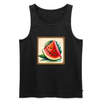 Melon frais Pastèque Wassermelone - Débardeur bio Premium Homme - noir - Devant - AI Model Male 178 light (178cm)