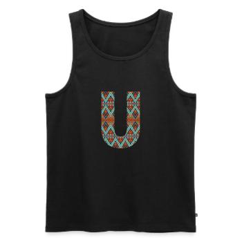 Letter U- boho design, Colorful monogram - Men's Premium Organic Tank Top - black - Front - AI Model Male 178 light (178cm)