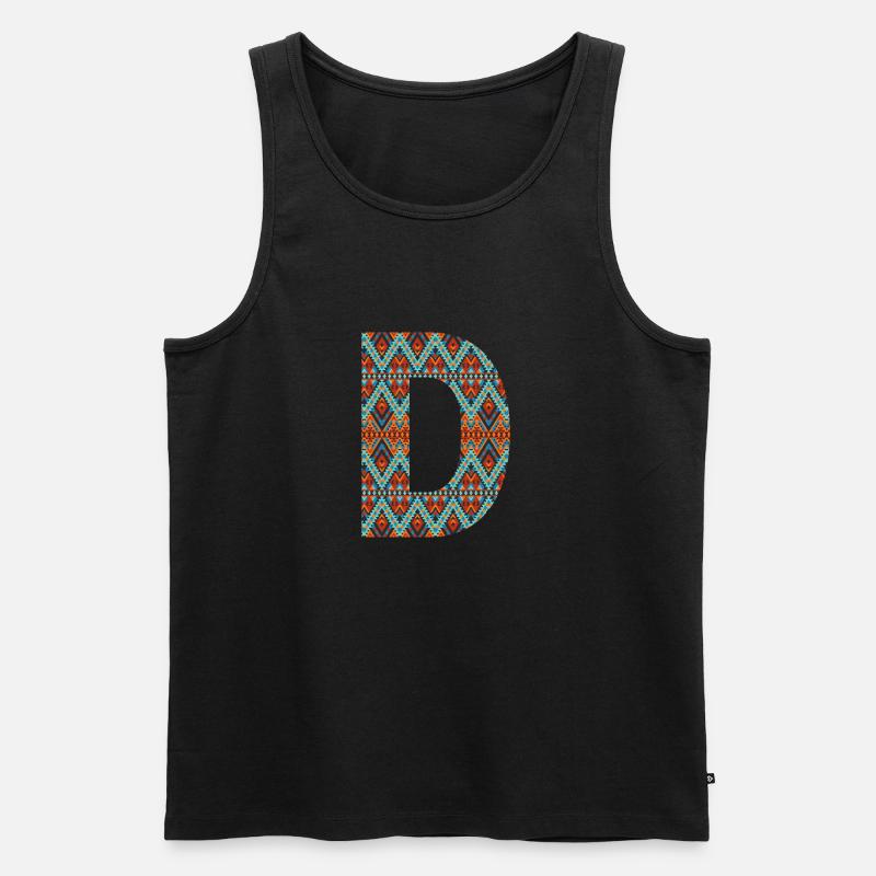 Buchstabe D- Boho-Design, Buntes Monogramm - Männer Premium Bio Tank Top - Schwarz