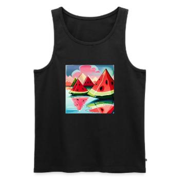 Melon Montagne de pastèque Montagne de pastèque - Débardeur bio Premium Homme - noir - Devant - AI Model Male 178 light (178cm)