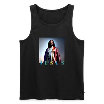 Portrait de Jésus arc-en-ciel - Débardeur bio Premium Homme - noir - Devant - AI Model Male 178 light (178cm)