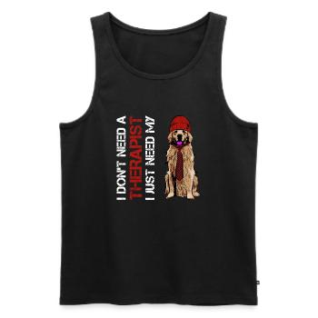 JE N’AI PAS BESOIN DE THÉRAPEUTE, JUSTE BESOIN DE MON GOLDEN RETRIEVER - Débardeur bio Premium Homme - noir - Devant - Michal (187cm)