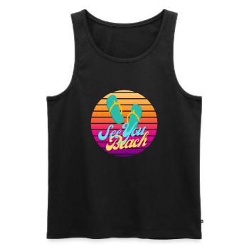 "See You Beach" Spruch - Männer Premium Bio Tank Top - Schwarz - Vorne - Michal (187cm)