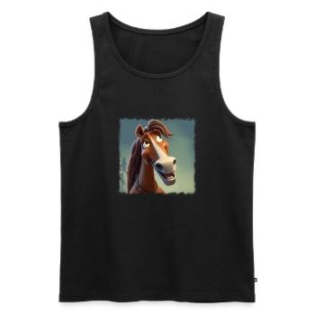 Cooles Pferd - Männer Premium Bio Tank Top - Schwarz - Vorne - AI Model Male 178 light (178cm)
