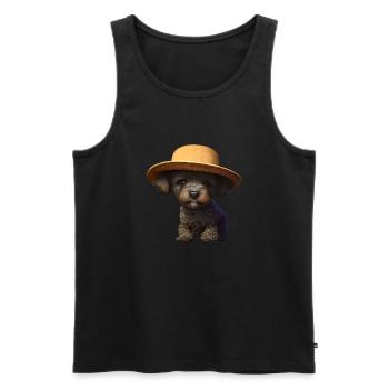 Caniche Chiot Chien Propriétaire Caniche Chiot Chien Amour - Débardeur bio Premium Homme - noir - Devant - AI Model Male 178 light (178cm)