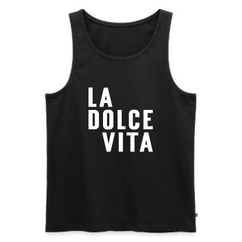 La dolce vita - Männer Premium Bio Tank Top - Schwarz - Vorne - AI Model Male 178 light (178cm)