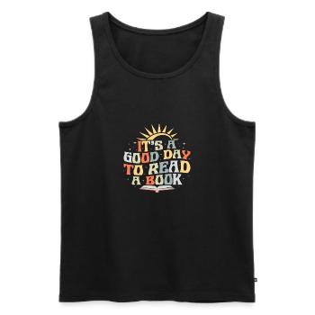 It´s a good Day to read a Book - Männer Premium Bio Tank Top - Schwarz - Vorne - Michal (187cm)