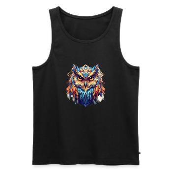 Bunte geometrische Eule - Männer Premium Bio Tank Top - Schwarz - Vorne - AI Model Male 178 light (178cm)