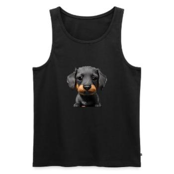 Dachshund Hund Dackelwelpe Hundehalter Hunde - Männer Premium Bio Tank Top - Schwarz - Vorne - AI Model Male 178 light (178cm)