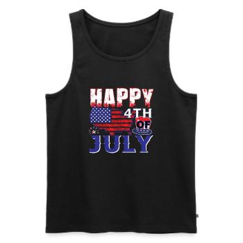Happy 4th of July - Männer Premium Bio Tank Top - Schwarz - Vorne - AI Model Male 178 light (178cm)