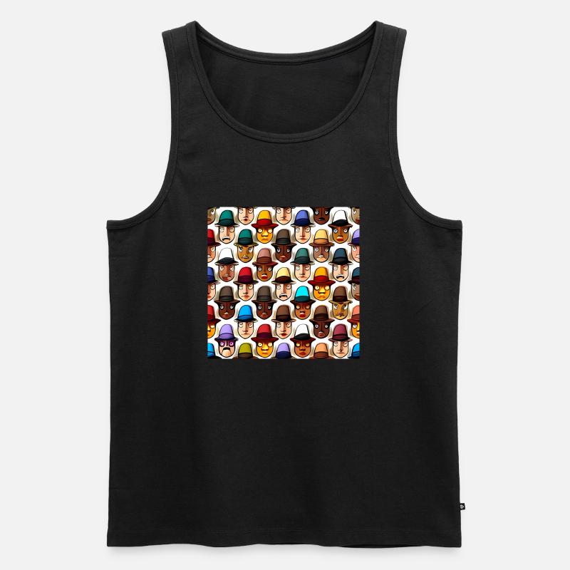Gesicht im Hut Muster - Männer Premium Bio Tank Top - Schwarz