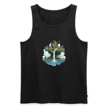 Landschaft mit Wasserfall - Männer Premium Bio Tank Top - Schwarz - Vorne - AI Model Male 178 light (178cm)