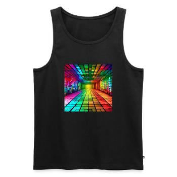 3D-Regenbogen-Quadrate - Männer Premium Bio Tank Top - Schwarz - Vorne - AI Model Male 178 light (178cm)