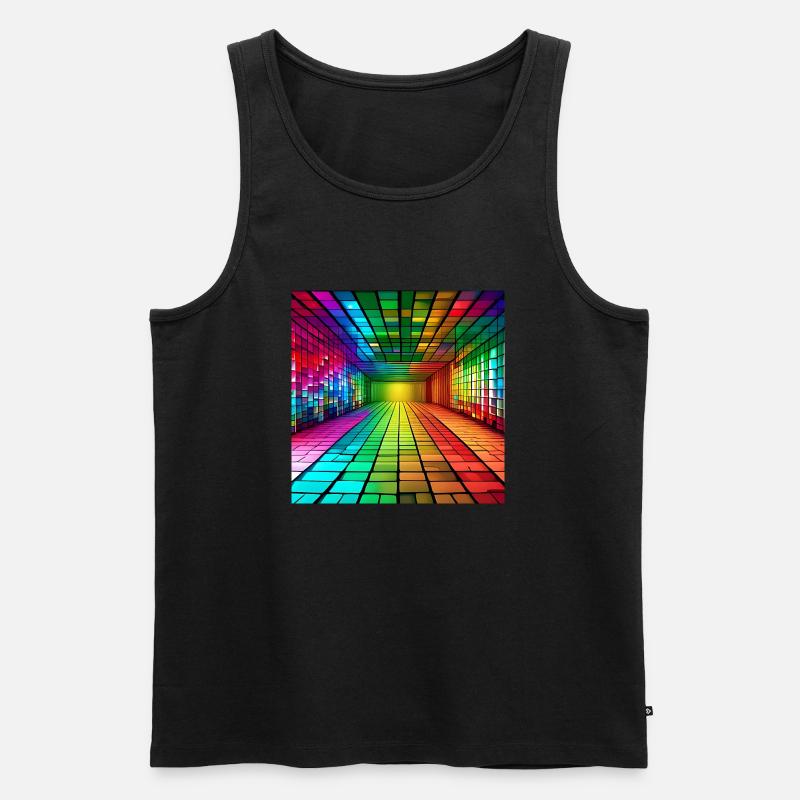 3D-Regenbogen-Quadrate - Männer Premium Bio Tank Top - Schwarz
