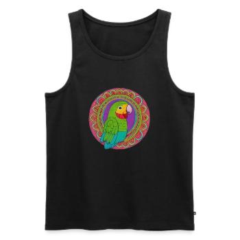 schöner heller Papagei | - Männer Premium Bio Tank Top - Schwarz - Vorne - Michal (187cm)