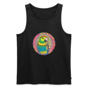 schöner heller Papagei | - Männer Premium Bio Tank Top - Schwarz - Vorne - Michal (187cm)