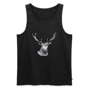 Hirsch - Männer Premium Bio Tank Top - Schwarz - Vorne - Michal (187cm)