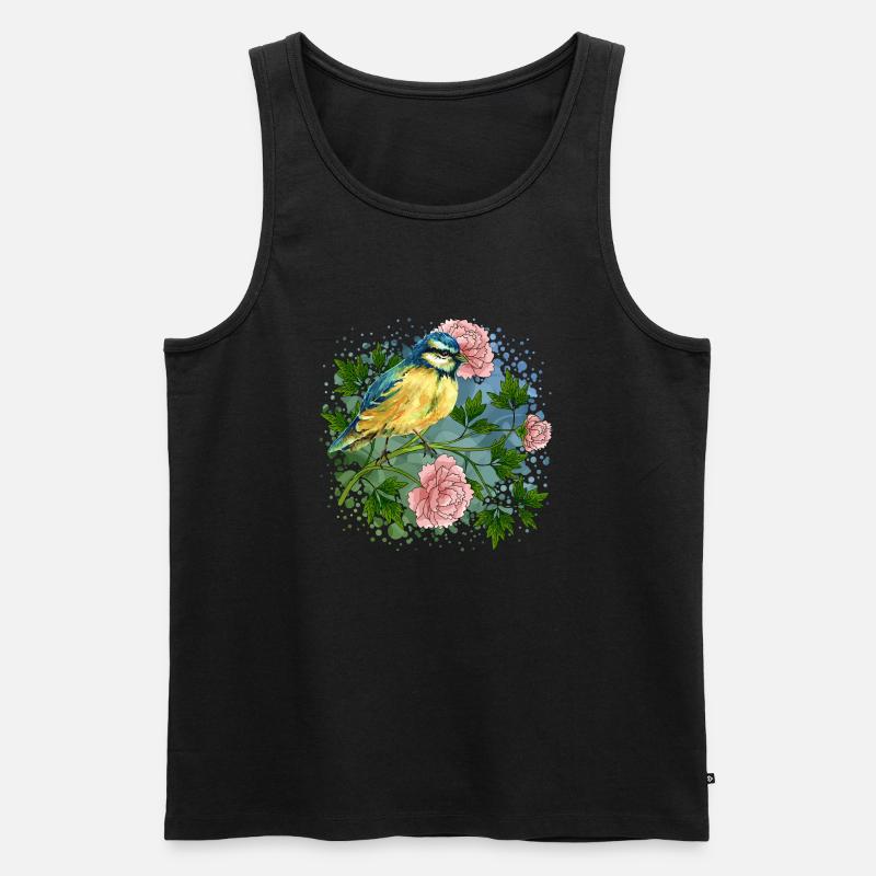 Bunter Vogel - Männer Premium Bio Tank Top - Schwarz
