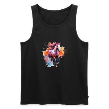 colorful water horse painting - Débardeur bio Premium Homme - noir - Devant - Michal (187cm)