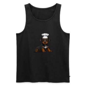 Dachshund Hunde Gastronom Hund Dackelwelpe Kochen - Männer Premium Bio Tank Top - Schwarz - Vorne - Michal (187cm)