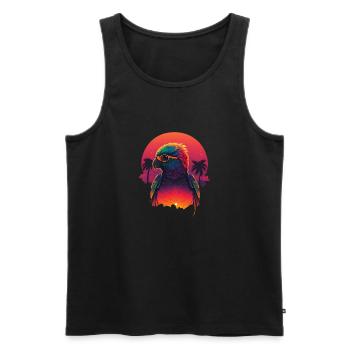 Synthwave Parrot Sunset - Débardeur bio Premium Homme - noir - Devant - Michal (187cm)