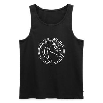 Poney tête de cheval - Débardeur bio Premium Homme - noir - Devant - Michal (187cm)