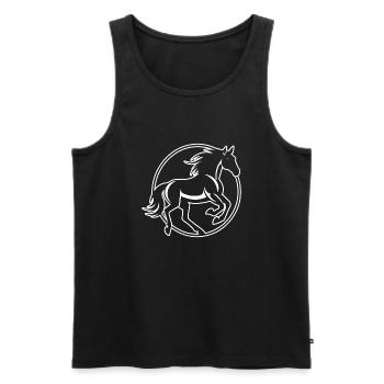 Poney tête de cheval - Débardeur bio Premium Homme - noir - Devant - Michal (187cm)