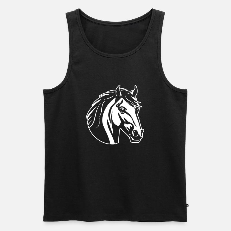 Pferd Pferdekopf Pony - Männer Premium Bio Tank Top - Schwarz