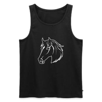 Poney tête de cheval - Débardeur bio Premium Homme - noir - Devant - Michal (187cm)