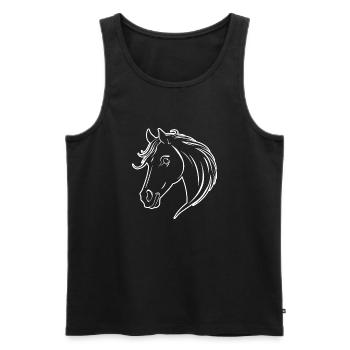 Poney tête de cheval - Débardeur bio Premium Homme - noir - Devant - Michal (187cm)