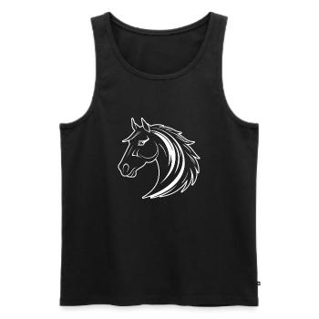 Poney tête de cheval - Débardeur bio Premium Homme - noir - Devant - Michal (187cm)