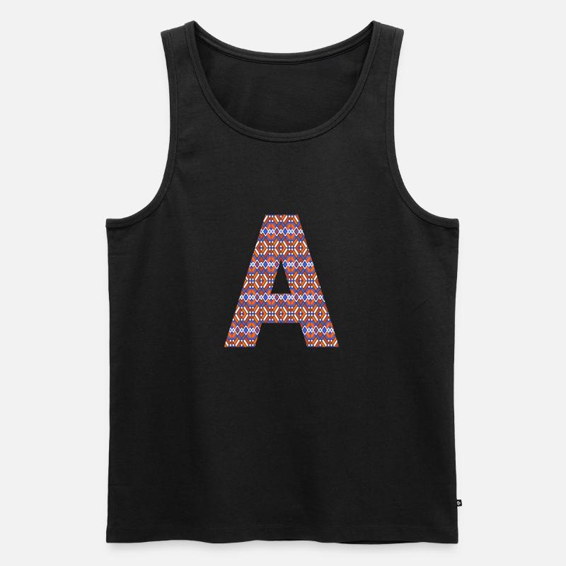 Monogramm Buchstabe A - geometrisches Muster - Männer Premium Bio Tank Top - Schwarz