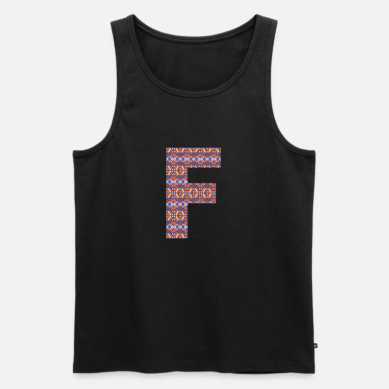 Monogramm Buchstabe F - geometrisches Muster - Männer Premium Bio Tank Top - Schwarz